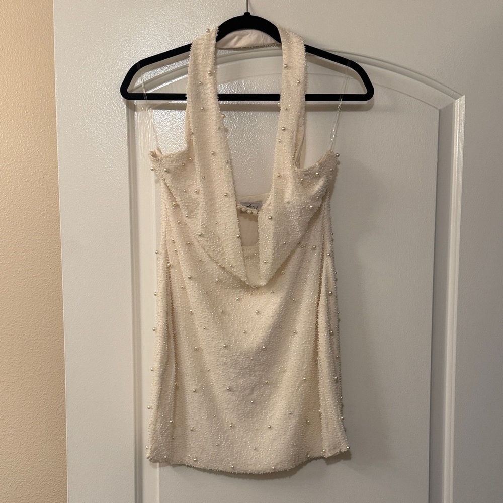 Oh Polly Cream Beaded Dress